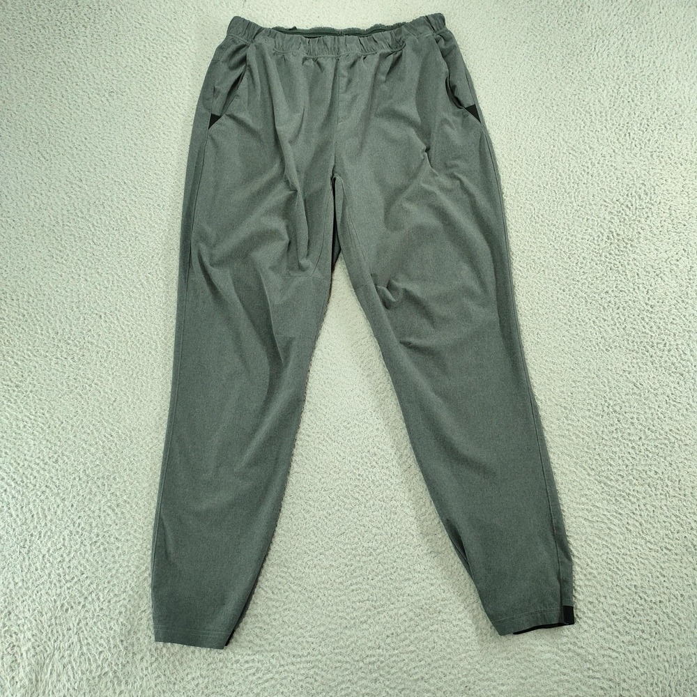 Adidas AEROREADY Jogger Pants Mens Large Gray Woven Zip Pocket Running Athletic